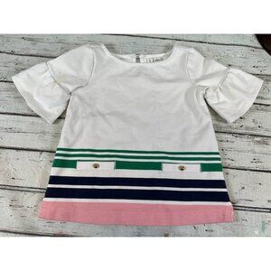 Janie and Jack girls color block A frame shirt with ruffle sleeves size 3